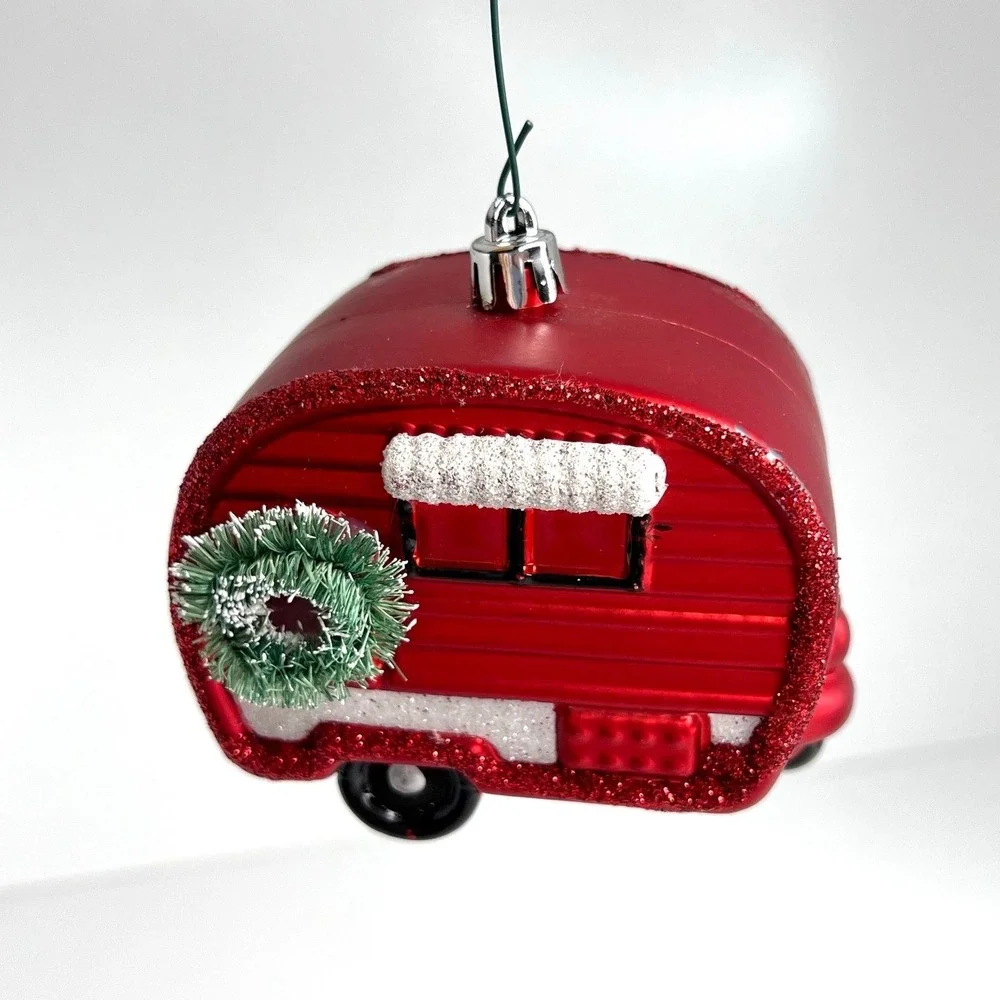 Camper Retro Red‎ Christmas Ornament Shatterproof